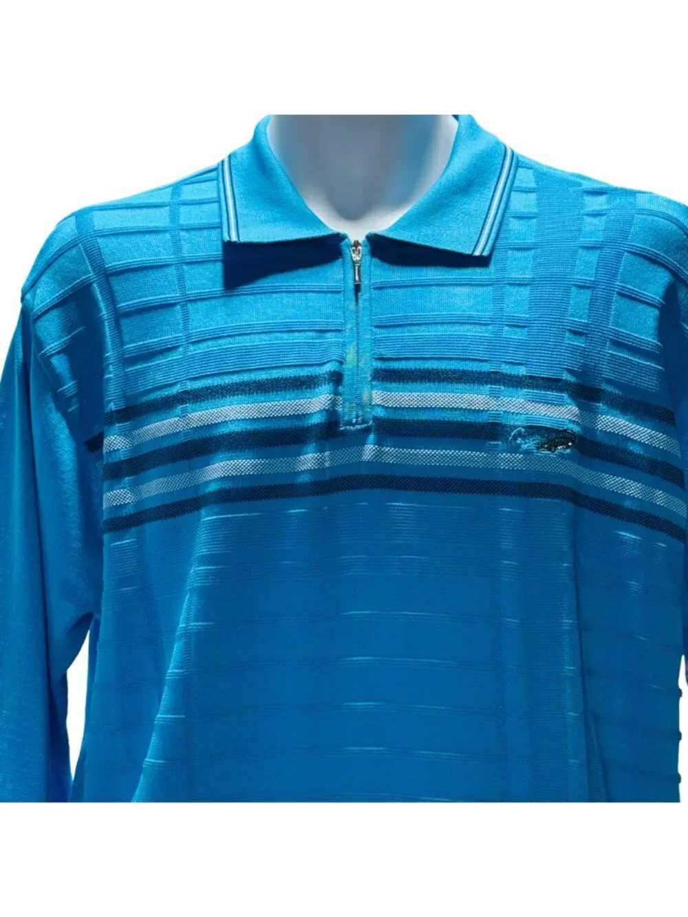 Crocodile Men’s Shirt Long Sleeve Blue Knit 1/4 Zip Pullover Size 2XL